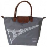 Sac Magasin Longchamp France Pliage Tour Eiffel Gris